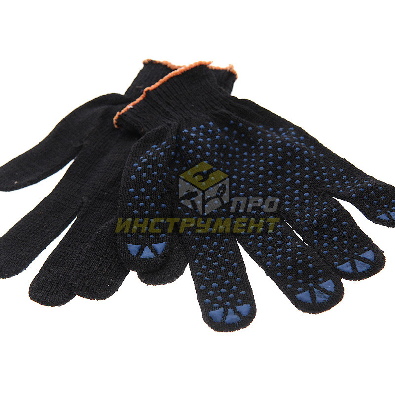 Перчатки ХБ 4-н ПВХ 10 класс ЭКОНОМ чёрные ТОЧКА (уп. 200)