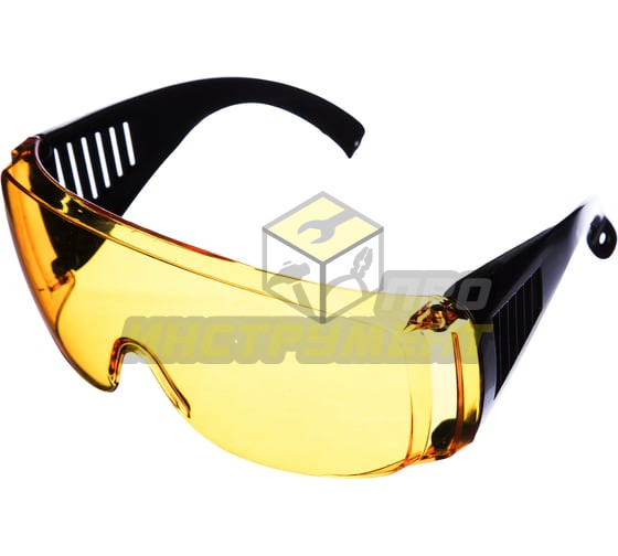 Очки защитные открытые, желтая тонировка, дужки (Champion)