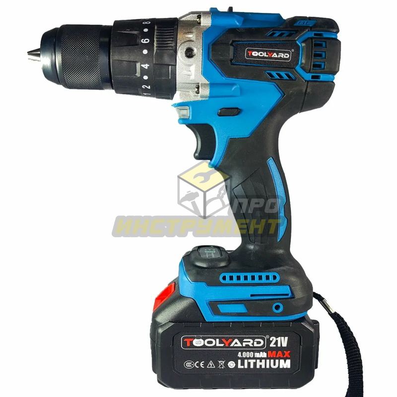 Аккумуляторная дрель бесщеточная ударная TOOLYARD TYDHP-8021 (Тушка) 21 V, 4.0Ач, 80Нм, 2 скорости