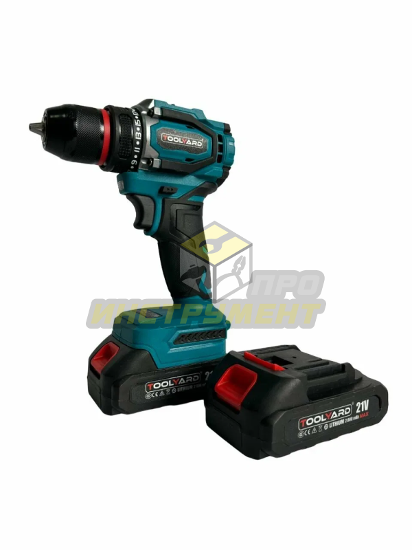 Шуруповерт аккумуляторный бесщеточный TOOLYARD TYDHP-5521, 21V, АКБ 2.0Ач - 2 шт, 55Нм, кейс, мет.па