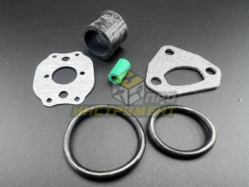 Прокладки подходят для бп Хускварна 137, 142, комплект 2 шт + уплотнение + патрубок (FZ)