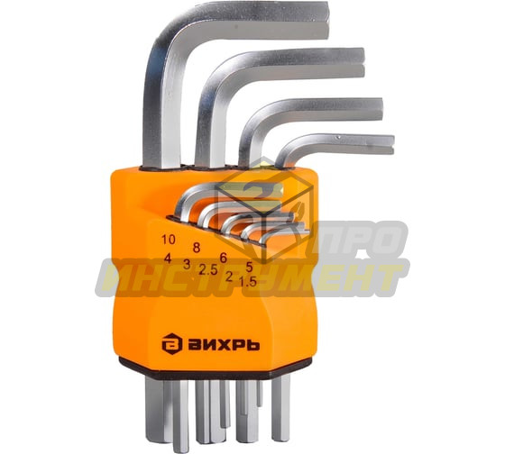 Набор ключей имбусовых HEX,9 шт,1.5-10 мм Вихрь (Код ТН ВЭД: 8204110000) 73/6/5/11