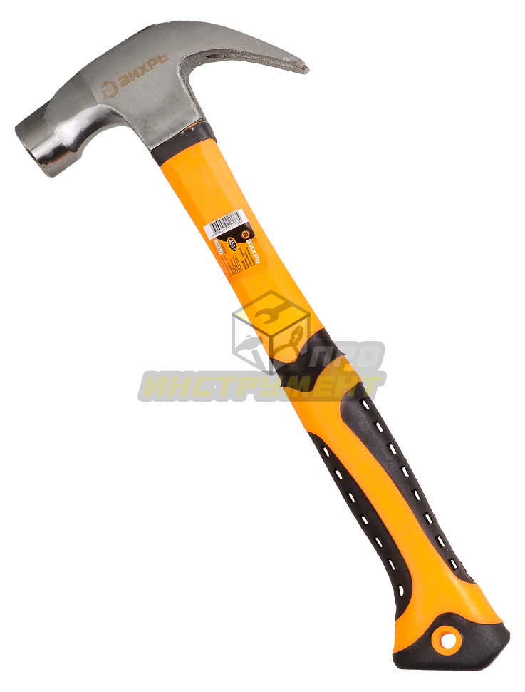 Молоток - гвоздодёр, 450гр., фиберглассовая двухкомпонентная ручка, с магнитом Вихрь (Код ТН ВЭД: 82