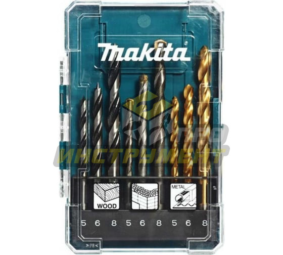 Makita Набор сверл, 9 шт. (дерево-5,6,8; металл-5,6,8; бетон -5,6,8 мм) D-71962