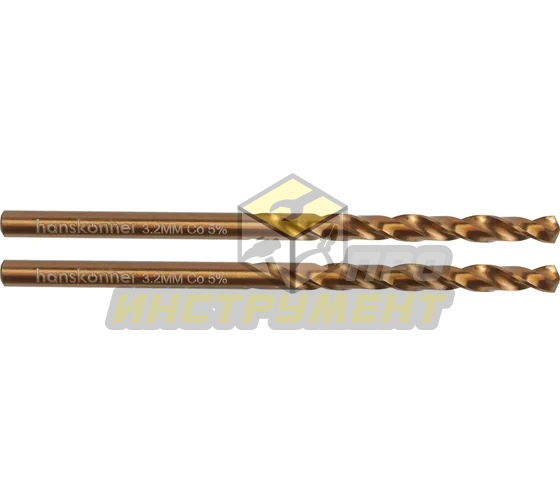H1055-M032-65 Сверло по металлу COBALT 3,2х65мм 2 шт. Hanskonner