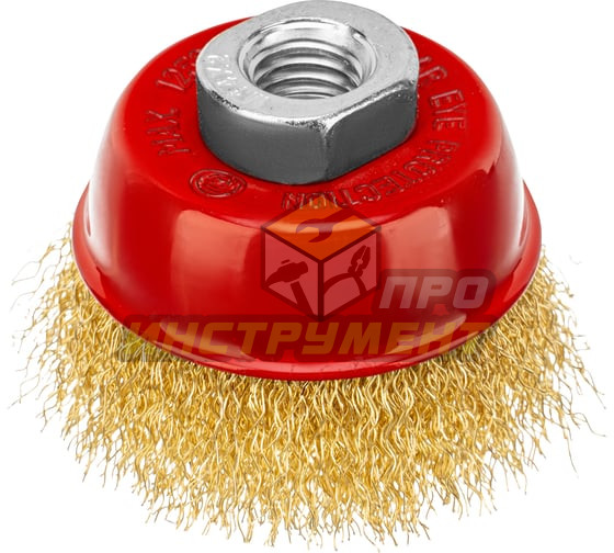 MATRIX Щетка для УШМ, 65 мм, М14, "чашка", латунированная витая проволока// 74603