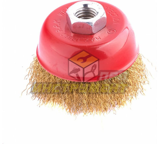 MATRIX Щетка для УШМ, 75 мм, М14, "чашка", латунированная витая проволока// 74604