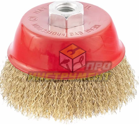 MATRIX Щетка для УШМ, 100 мм, М14, "чашка", латунированная витая проволока// 74605