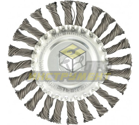 MATRIX Щетка для УШМ 125 мм, М14, плоская, крученая проволока 0,8 мм// 74644