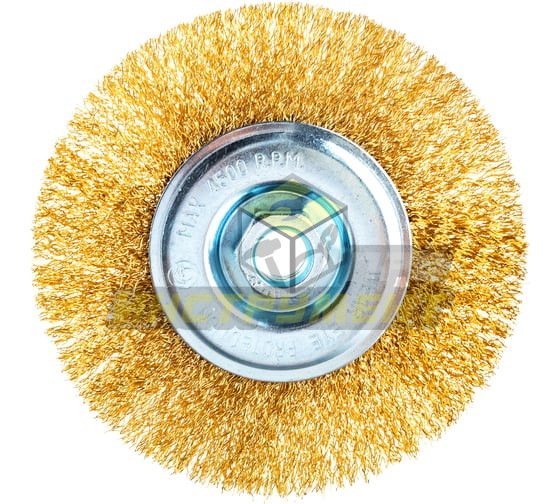 MATRIX Щетка для УШМ, 125 мм, М14, плоская, латунированная витая проволока// 74651