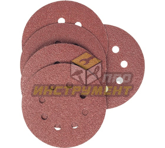 VIRA Круги абразивные на ворсовой основе под "липучку", 8 отверстий, 125мм, 5 шт., P60 558005