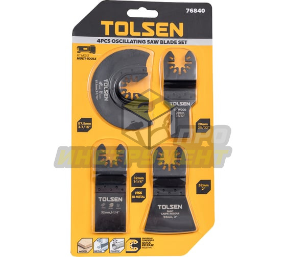 TOLSEN Набор насадок для реноватора, по металлу/дереву, для снятия краски, 4 пр 76840