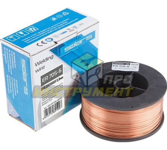 SOLARIS Проволока сварочная 0,8 мм омедненная ER 70S-6 1 кг WM-ER70S6-08010