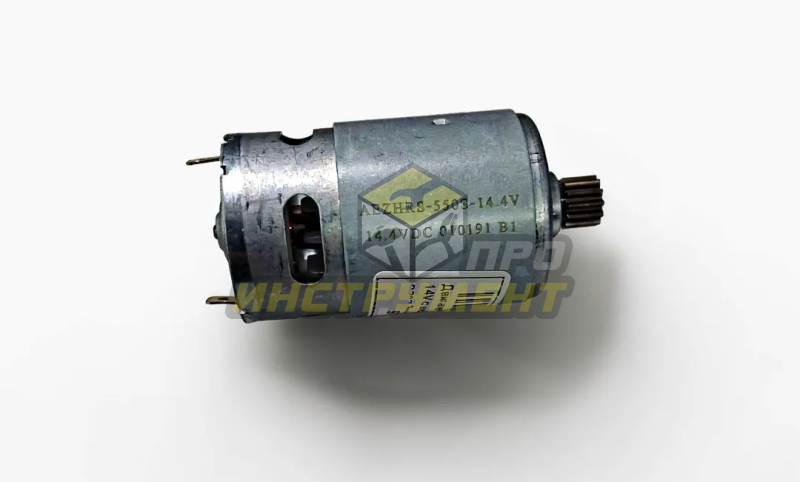 Двигатель для шуруповерта 14V с шестерней 12 зуб, d вала-3мм, D корп-37.5мм, паз, вал-скос (AEZ)