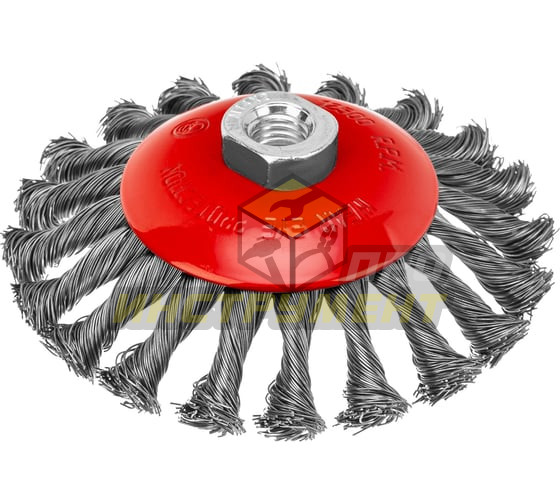 MATRIX Щетка для УШМ, 125 мм, М14, "тарелка", крученая проволока 0,5 мм// 74611