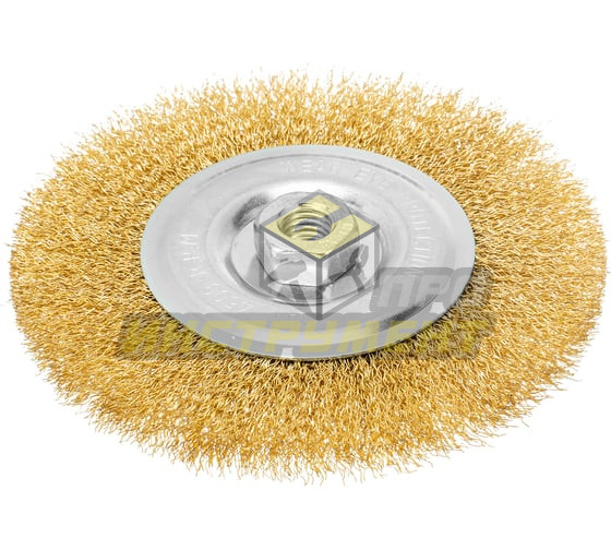 MATRIX Щетка для УШМ 150мм, М14, плоская, латунированная витая проволока/ 74652