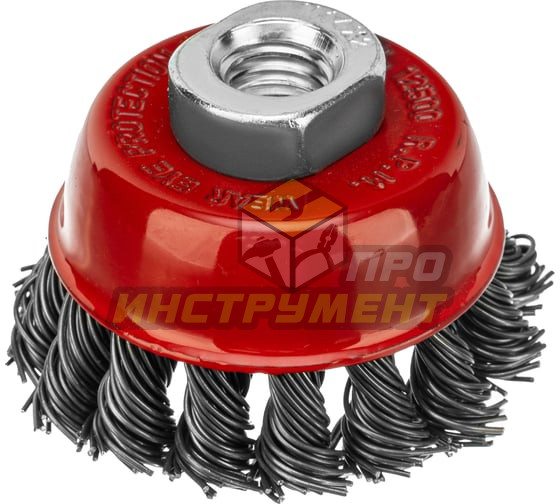 MATRIX Щетка для УШМ, 65 мм, М14, "чашка", крученая проволока 0,8 мм// 74621