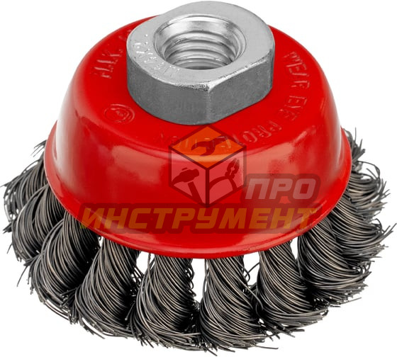 MATRIX Щетка для УШМ, 65 мм, М14, "чашка", крученая проволока 0,35 мм// 74613