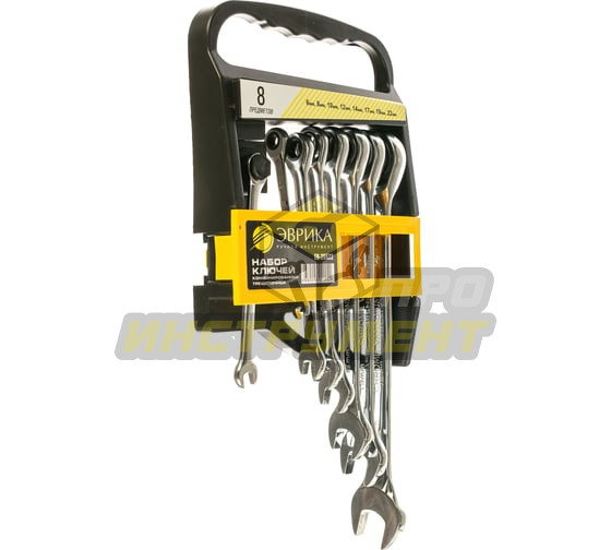 Набор ключей комбинированных ER-20622 трещоточных 8 предметов 6,8,10,12,14,17,19,22мм (на держателе)