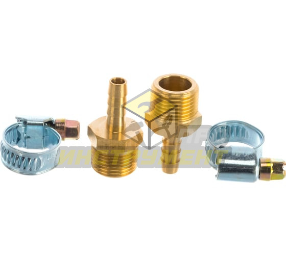 Штуцер RF-MH06/04 пневматический наруж. резьба 3/8"- "елочк а"" 6мм (2 шт. + хомуты) в блистере RO