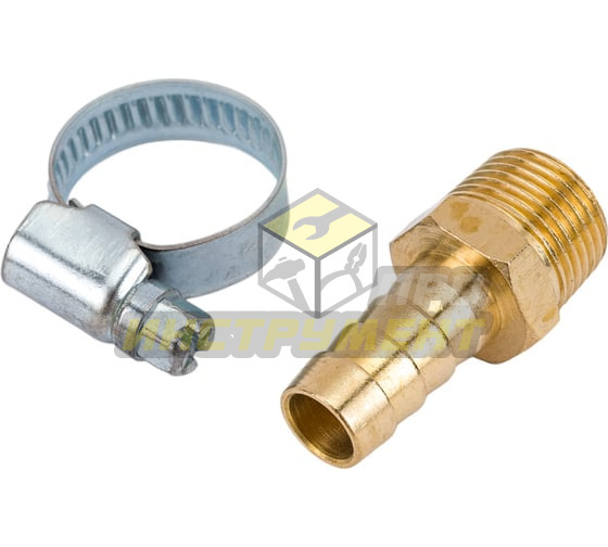 Штуцер RF-MH06/06 пневматический наруж. резьба 3/8"- "елочка" 10мм (2 шт. + хомуты) в блистере ROCK