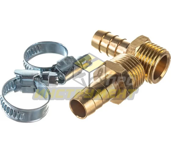 Штуцер RF-MH08/08 пневматический наруж. резьба 1/2"- "елочка" 12мм (2 шт. + хомуты) в блистере ROCK