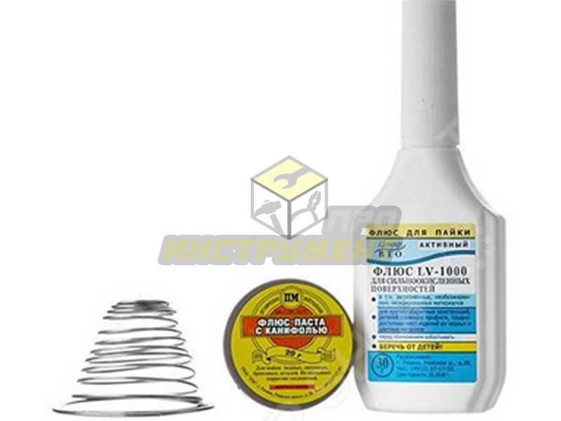 Набор для пайки "Профи 3" (флюс LV-1000 30мл, флюс-паста с канифолью 20г, ПОС-70 10г d-0,8мм) в паке