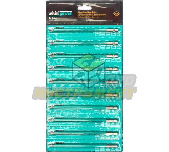 WHIRLPOWER Биты 10 шт. WP, сталь S2, с насечкой, Профи, РН 2x150 мм 57573