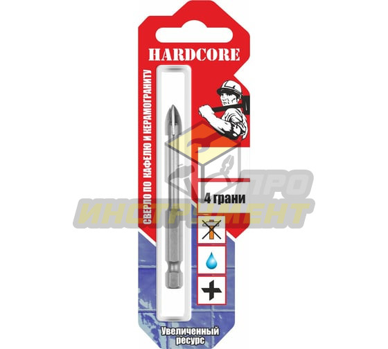 Hardcore Сверло по керамограниту и керам.плитке 4мм 4 грани 151004