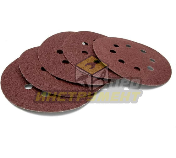 VIRA Круги абразивные на ворсовой основе под "липучку", 8 отверстий, 125мм, 5 шт., P40 558004