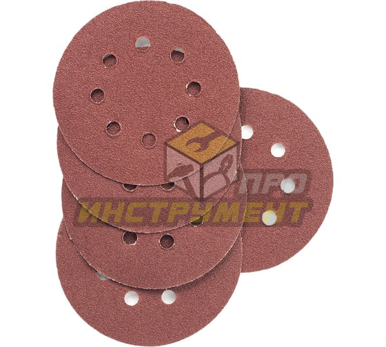 VIRA Круги абразивные на ворсовой основе под "липучку", 8 отверстий, 125мм, 5 шт., P80 558006