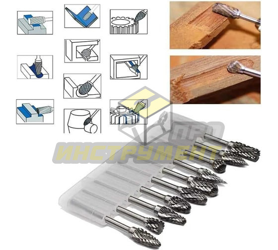 Genler Набор борфрез из карбида вольфрама 3x6 10 шт 25009