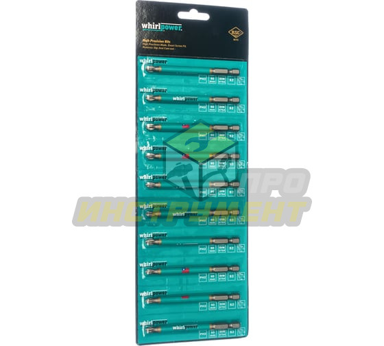 WHIRLPOWER Биты 10 шт. WP, сталь S2, с насечкой, Профи, РН 2x90 мм 57580