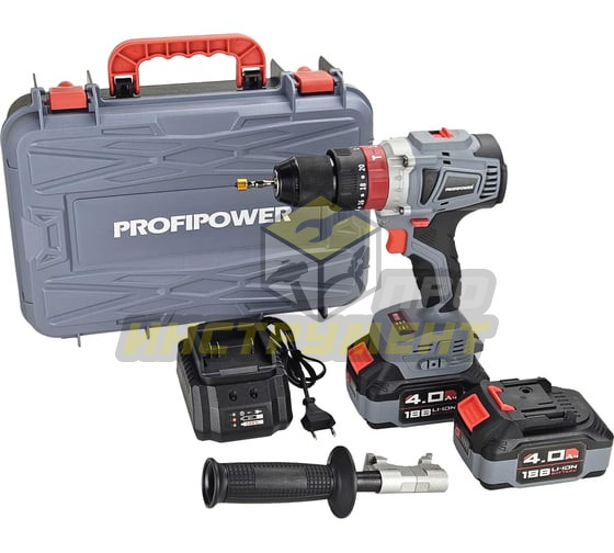 Аккумуляторная дрель-шуруповерт (21V, Li-Ion-2шт., 2,0 Ач, 20Нм, кейс, набор оснастки-24шт)